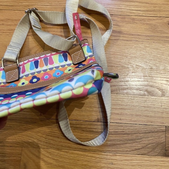 Lily Bloom Crossbody Bag Purse Zip Pockets Floral Bright Color Polka Dot Circle - Picture 5 of 9